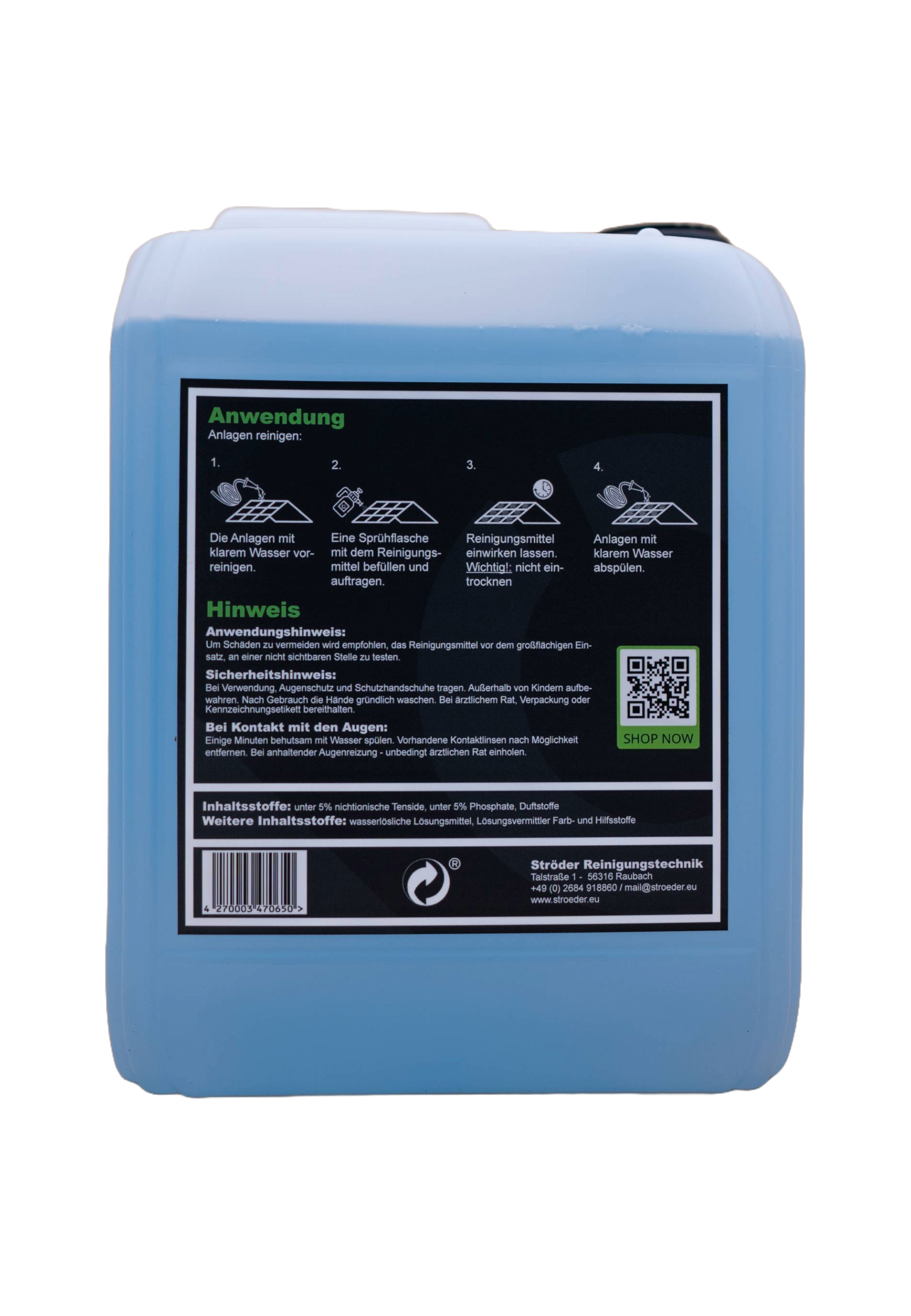 Solaranlagen- & Photovoltaikreiniger, 5 Liter inkl Ausgießer